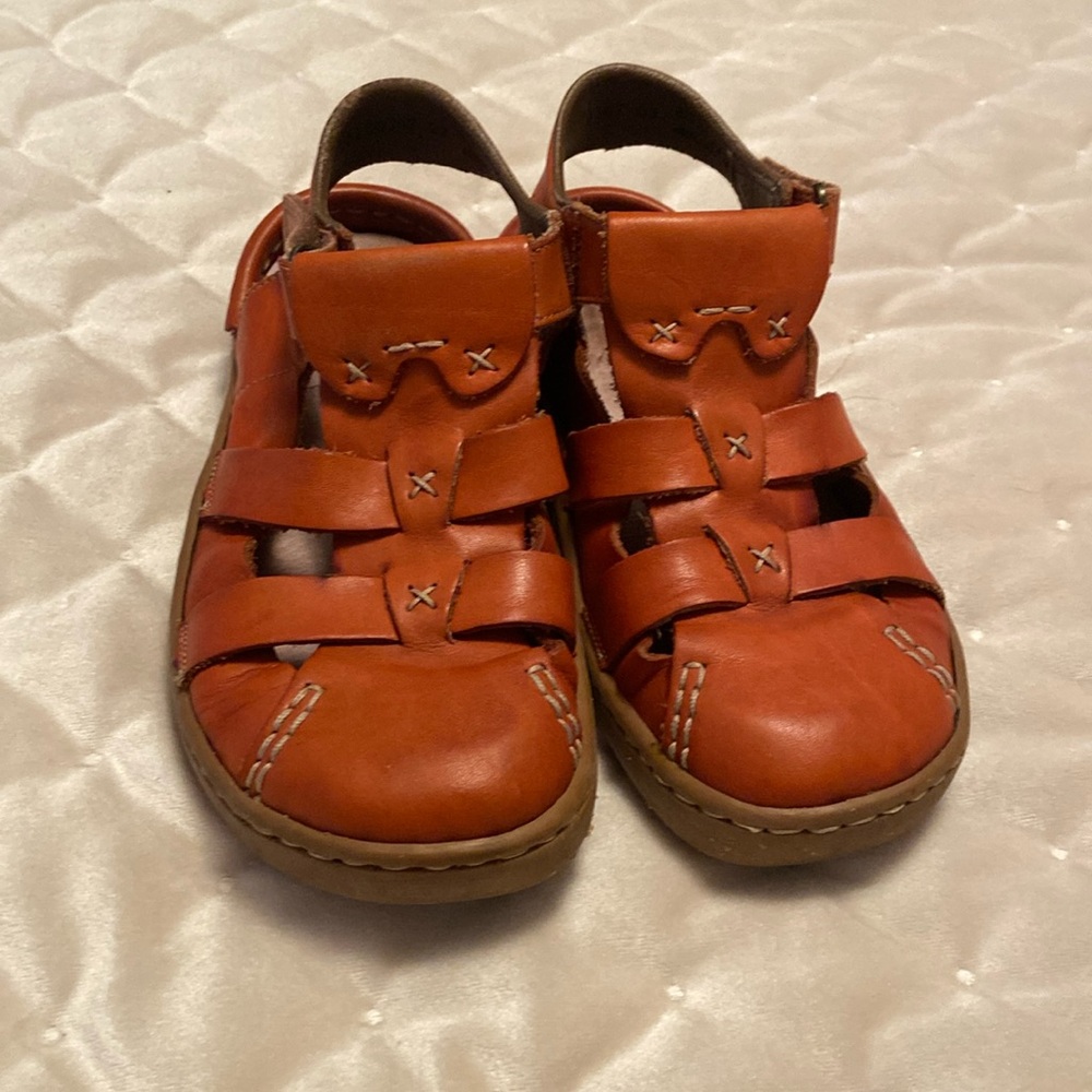 - Rirker dark orange leather leather sandals ladies European size 36